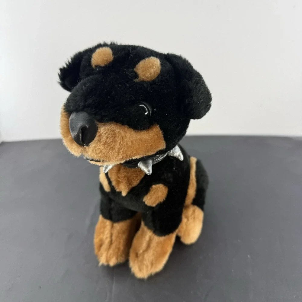 Rottweiler Dog Plush Stuff Animal Toy Network Spike Collar 2002 10